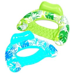 SLOOSH Inflatable Pool Floats Adult,2 Pack Pool Chairs with Cup Holders,Blow up Floats Chair,Hammock Noodle Mat Leaves Design for Relaxing Summer Water Fun Swimming Party Beach