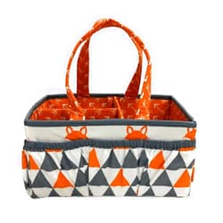 Bacati Fox Nursery Fabric Storage Caddy with Handles, Orange/Grey