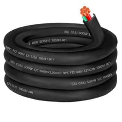 CLLOMAGY 10/5 10 AWG SOOW Portable Power Cable,600V 10 Gauge SOOW Electrical Cable-5 Conductor Extension Cord for Welder Machine,Generator,Portable Light,EV Car Charger,Motor Lead, Industrial Outdoor-25ft