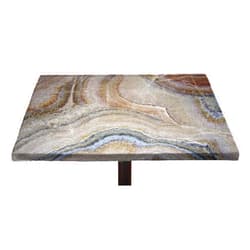 Lyzelre Marble Elastic Edged Polyester Fitted Table Cover, Surreal Onyx Stone Surface Pattern with Nature Details Artistic Picture Fitted Square Table Cloths, Fit 24