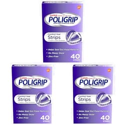 Super Poli-Grip Super Poligrip Strips Size 40 Ct Poligrip Strong All Day Comfort Seal Denture Adhesive Strips (Pack of 3)