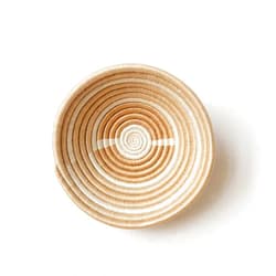 Amsha Small African Basket- Rutovu/Rwanda Basket/Woven Bowl/Sisal & Sweetgrass Basket/Tans, White