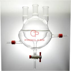 PROGLASS hree Necks Round Bottom Flask,Heavy Wall,PTFE Stopcocks,Half Jacketed (1000mL)