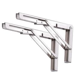 Pynsseu Folding Shelf Brackets 16 Inch, Pynsseu Heavy Duty Stainless Steel Collapsible Wall Mounted Shelf Bracket for DIY Table Work Bench, Space Saving DIY Wall Bracket, 2 Pack