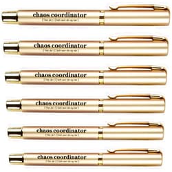Deutrnew Chaos Administrator Gift,6 Pack Gold Neutral Pens Gifts for Women Men,Thanks Present for Coworker/Manager/Teacher/Boss Lady/Office/Mother/Wedding Planner.