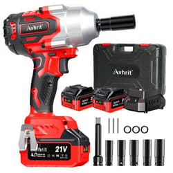 Avhrit Cordless Impact Wrench 1/2 inch, 850N.m/630Ft-lbs 1/2 Impact Wrench, High Torque Impact Gun w/ 2x 4000mAh Battery, Charger & 5 Sockets, Power Impact Driver for Car Home