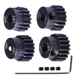 Aodyow 48P Hardened Steel Upgrade Pinion Gear Set: 16T 17T 18T 19T fit 3.175mm (1/8-Inch) RC Motor Shaft (Work with Steel Spur Gear) for RC Cars, Set of 4