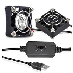 GDSTIME 2-Pack Quiet 40mm USB Fans with 3 Speed Control, Mini 5V DC Brushless Computer Case Fan for VR Gear Raspberry Pi Cosplay Helmet Mini PC Aquarium Roku Router Cooling Ventilation