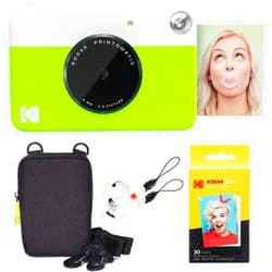 Kodak Printomatic Instant Camera (Green) Basic Bundle + Zink Paper (20 Sheets) + Deluxe Case