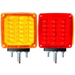 BukNikis LED Pedestal Lights Amber/Red Double Face 39 LED Turn Signal Light stud mount fender lights for Heavy Truck Trailer Freightline Peterbilt Kenworth Mack Western Star (Driver/Passenger Sides, pack of 2)