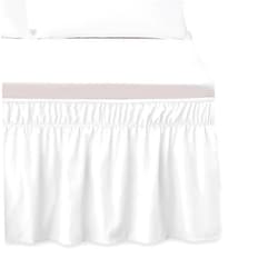 Elegant Comfort Luxurious Wrap Around Elastic Solid Ruffled Bed Skirt, with 16 Inch Tailored Drop - Easy Fit, Premium Quality Wrinkle and Fade Resistant - King/Queen, White