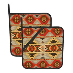 BAMOWEY American Southwest Print Pot Holders Set of 2, Kitchen Heat Resistant Geometric Potholder for Microwave Cooking Baking Oven End Dishes and BBQ