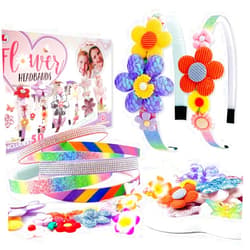 YFCACT Girls DIY Headband Making Kit Gift, Fashion Kid Hair Accessories Set, 6 Year+ Craft Kit Ideal for Birthday X-mas Gift Party Supplies, 6pcs Headbands & 50+pcs