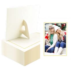 Golden State Art, 50 Pack, 5X7 Cardboard Photo Frame, Paper Picture Frame Cards with Easel for DIY, Graduations, Weddings, White Gold Lining