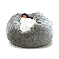 Generic Just Cover: Super Soft Velvet Giant Outdoor Indoor Bed Lazy Sofa Chair Bean Bag Cover Only (Light Grey)
