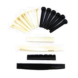 yueton Pack of 2 Sets Black and White Plastic Bridge Pins & Saddle & Nut Replacement Parts for Acoustic Guitar