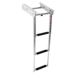 Amarine Made 3 Step Boat Ladder with Screws Stainless Steel Telescoping Ladder, Slide Under Platform Mount Boarding Ladder