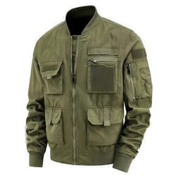 FTIMILD Men's Bomber Jacket Casual Lightweight Windbreaker with Multiple Pockets Solid Spring Fall Outdoor Coats