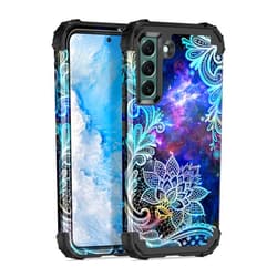 Casetego Compatible with Galaxy S22 Plus 5G Case,Floral Three Layer Heavy Duty Sturdy Shockproof Full Body Protective Cover Case for Samsung Galaxy S22 Plus 5G,Blue Mandala