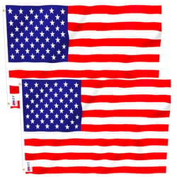 Anley Pack of 2 Fly Breeze 3x5 Foot American National Polyester Flag - Vivid Color and Fade proof - Canvas Header and Double Stitched - US National Flags with Brass Grommets 3 X 5 Ft