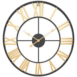 EURSON Large Wall Clocks Non-Ticking Silent 30 inch Battery Operated Oversized Metal Round Roman Numerals European Industrial Wall Clocks for Home Kitchen Living Room Office Decor