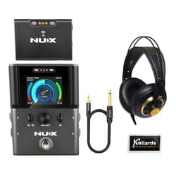 NUX B-8 Professional Wireless System for Guitar, Bass, Various Instruments Bundle with 240 Studio Pro Stereo Headphones and Cleaning Pack