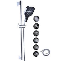 Besfocet Shower Slide Bar Handheld Shower Head with 59-inch Shower Hose，DIY Water Flow Hand Shower with Wall Mount Slide Bar Set Chrome，Handheld Shower Head Kit with Slide Bar Combo Adjustable Height