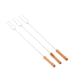 EVGATSAUTO BARBECUE FORKS STURDY STAINLESS STEEL ROASTING STICK FOR OUTDOOR BBQ CAMPING 47.2CM
