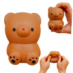 Kawaite Brown Bear Stress Relief Dough Ball (1 Pack) - Animal Squishy Squeeze Ball Fidget Toy - Stretchy Anti Stress Balls for Boys and Girls, Cute Bear Squishy Ball for Relax, Calm, Focus