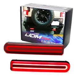 iJDMTOY Dark Red Lens Full LED Lower Bumper Reflector Lights Compatible With 2007-2014 Toyota FJ Cruiser, Function as Tail (Rear Fog Lamps), Brake & Sequential Blink Turn Signal