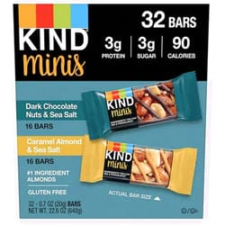 Generic KIND Minis Variety Pack 32 pk (16 Dark Chocolate Nuts & sea salt 16 Carmel Almond & Sea Salt)