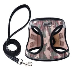 BOOMIBOO Dog Harness with Leash Set, No Pull Adjustable Reflective Step-in Puppy Pet Vest Harnesses for Small Medium Large Dogs and Cats,Camo SET L