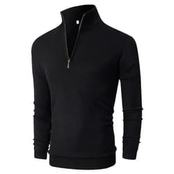 NITAGUT Mens Slim Fit Quarter Zip Mock Neck Polo Sweater Casual Long Sleeve Sweater and Turtleneck Pullover