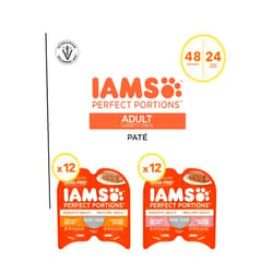 Iams Perfect Portions Wet Cat Food Healthy Adult Paté, Chicken and Salmon Recipes, (24) 2.6 oz Variety Twin-Pack Trays