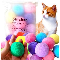 Shizhoo Premium Soft Pom Pom Balls for Kittens - Lightweight, Interactive, Assorted Colors - Plush Toy Balls for Kitten Training and Play - Pet Products for Cats (2.0 Inches 10 Balls)