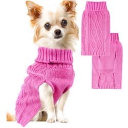 Viunimo Dog Sweaters for Small Dogs XS Dog Sweaters Girl Pink Chihuahua Sweaters Warm Dog Winter Clothes Knitted Puppy Sweater for Yorkie Sleeveless Pet Clothes Doggy Outfit Custume (Pink, X-Small)