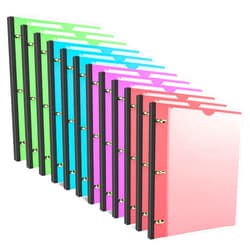INFUN Telescoping 3 Ring Binder - 12 PCS, Flexible Round Binder with Customizable Front Cover and Clear Catalog Pocket, Holds 8.5x11 inch Paper