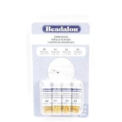 Beadalon Crimp Beads Variety Pack Sizes 0, 1, 2 & 3 600/Pkg-Gold-Plated