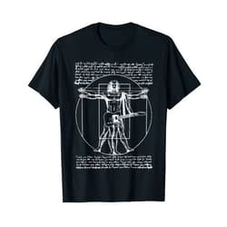 Guitar Retro lovers DA Vinci Vitruvian Guitar Man Rock Music Fan Rock n Roll T-Shirt