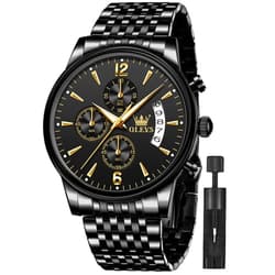 OLEVS Mens Watches Chronograph Business Dress Quartz Stainless Steel Waterproof Luminous Date Wrist Watch