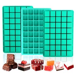 Sidosir 3Pcs Square Caramel Candy Mold Silicone, 40-Cavity Gummy Silicone Molds for Fat Bombs, Chocolate Truffles Mold for Hard Candy, Ice Cube (3, Green, 1.18INCH)