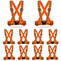 DUSKCOVE 10 Pack Hi Vis Safety Vests - Adjustable Bright Neon Color High Visibility Reflective Safety Straps Gear for Traffic Control, Running, Cycling