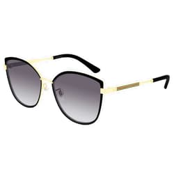 Gucci GG 0589SK 001 Black Gold Metal Cat-Eye Sunglasses Grey Gradient Lens, 57-16-150