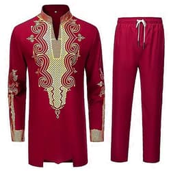 Generic Mens Kaftan Robe Henley Wrinkle Two Breathable Suit Cardigan Pants Set Mens Arab Kaftan Robe Muslim Ramadan Jubbah