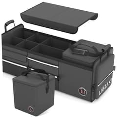 LI LIBZAKI LIBZAKI Oversize 4 in 1 Car Trunk Storage Organizer, Multi Compartment Collapsible Trunk Storage Box with Cooler Bag for Car Truck SUV-Black