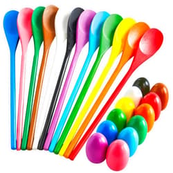 JOYIN 24 PCS Easter Egg and Spoon Race Game Set, 12 Players Carnival Game for Kids & Family Activity Holiday Outdoor Yard Easter Egg Hunt Birthday Party Lawn