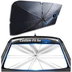 Sawuaa Custom-Fit for Volvo Windshield Sun Shade Umbrella, Car Sunshade Cover UV Block Car Front Window with 360°Rotation Bendable Handle, Designed for Volvo Accessories (for Volvo XC60)