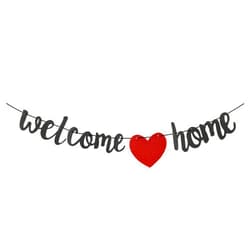 KALIONE Welcome Home Banner, Welcome Back Party Decorations Black Glitter Home Party Sign Decors Banner Welcome Home Banner Decorations Family Theme Party Supplies For Homecoming Returning