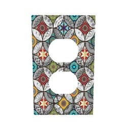Spshian Bohemian colorful Vintage Floral Single Duplex Wall Plate Covers Light Switch Cover 1 Gang Outlet Plate Mandala Flower Decorative Switchplate Covers Electrical Faceplate for Kitchen Bathroom