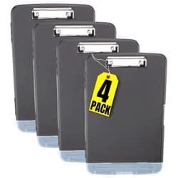 1InTheOffice Clipboard with Storage Box, Plastic Storage Clipboard, Black 4 Pack